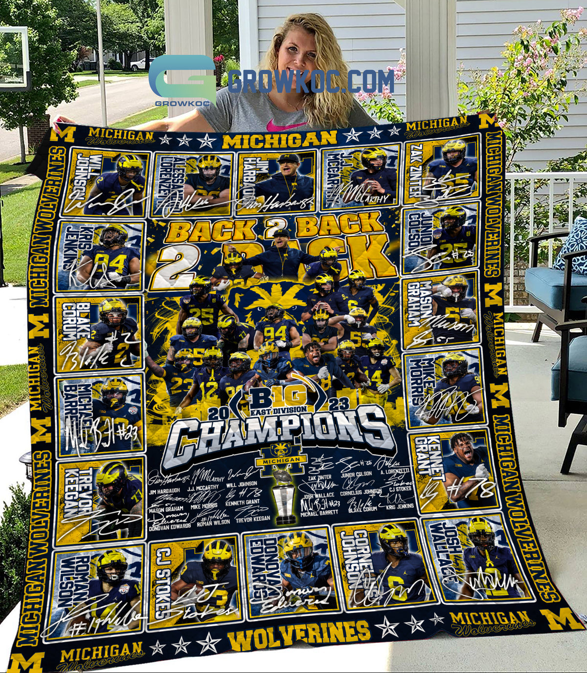 Michigan Wolverines Back 2 Back 2023 Big East Division Champions Fleece Blanket Quilt