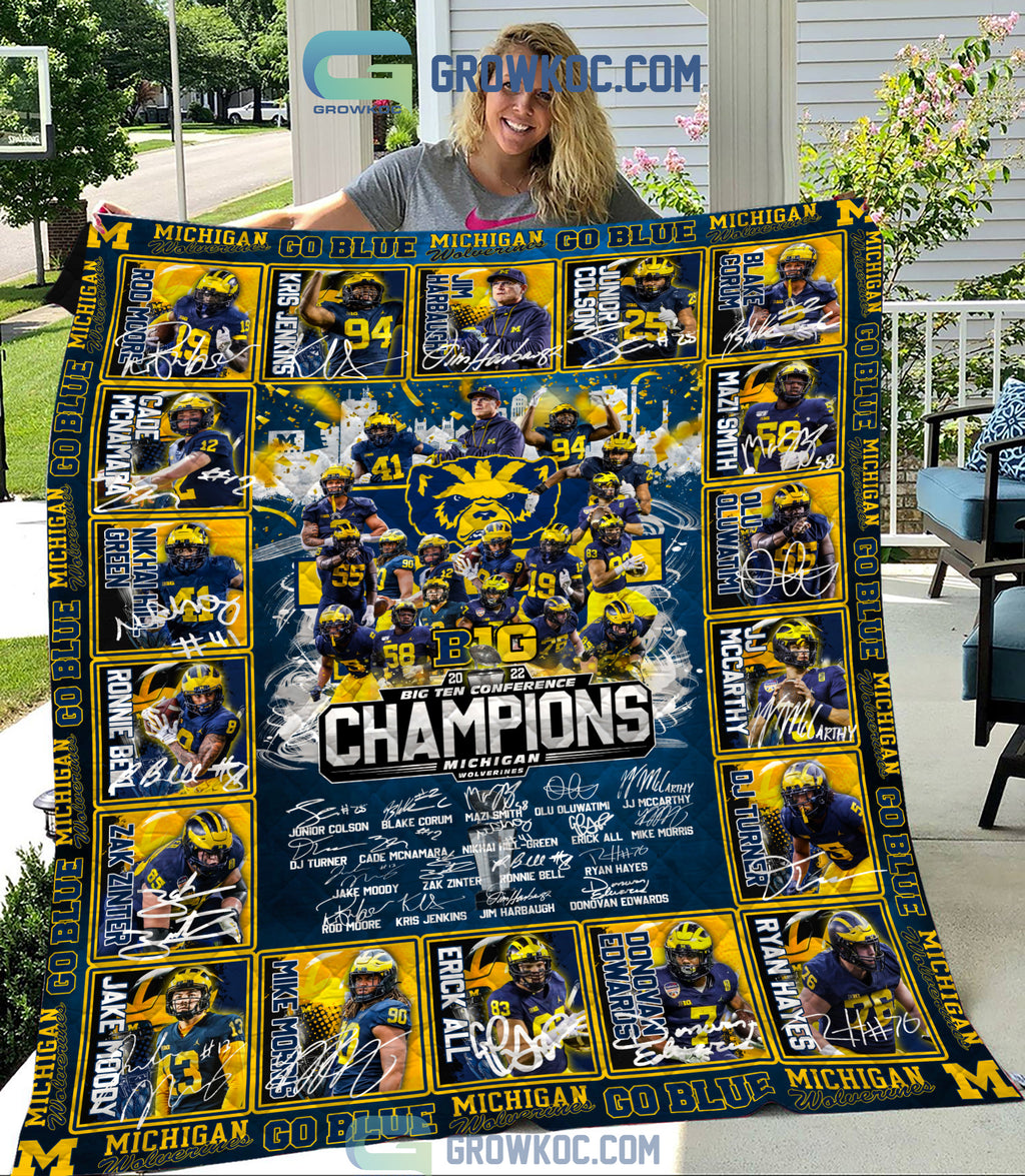 Michigan Wolverines Football Big Ten Conference Champions Fleece Blanket Quilt