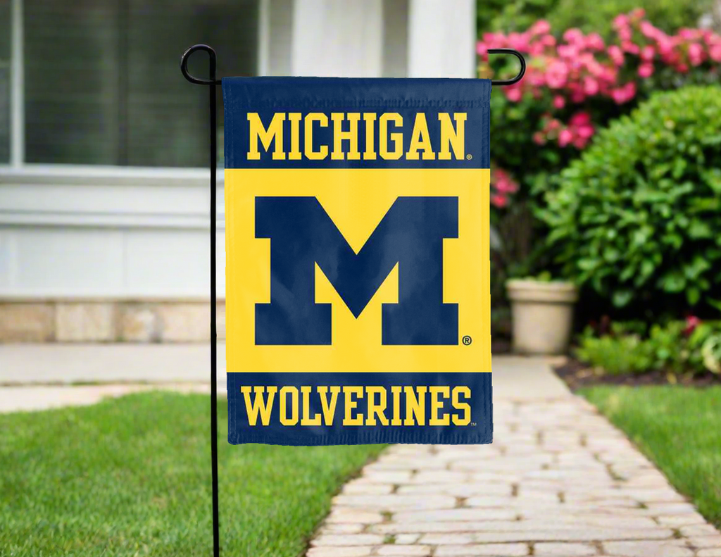 Michigan - Wolverines Block M Maize Double Sided Garden Flag