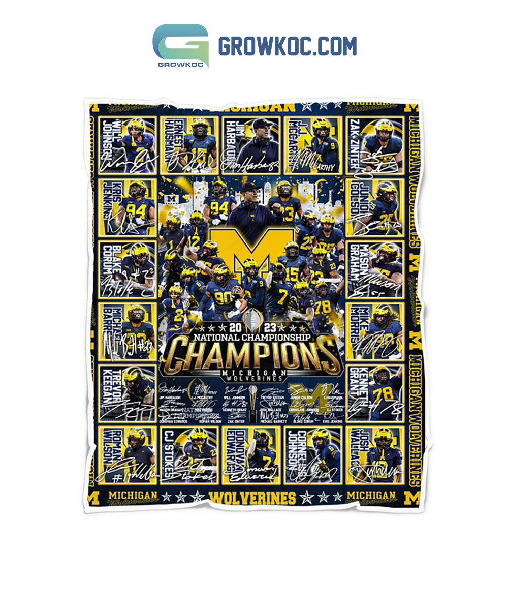Michigan Wolverines NCAA National Champions 2023 Go Blue Fleece Blanket Quilt