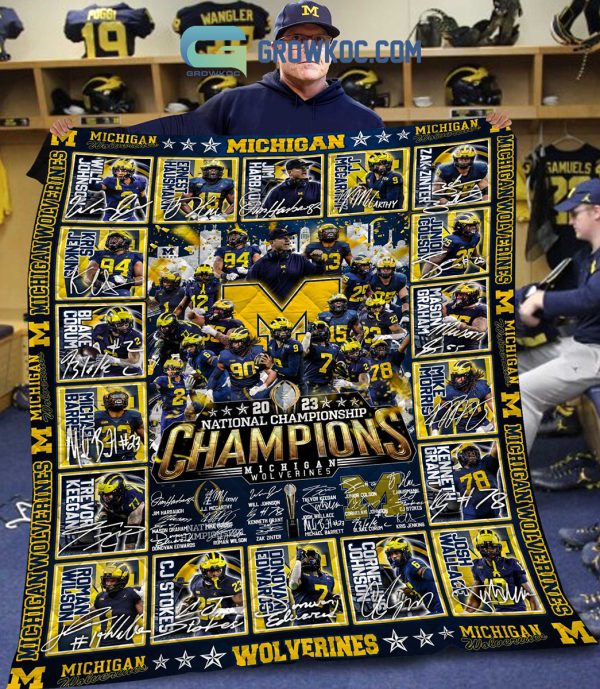 Michigan Wolverines NCAA National Champions 2023 Go Blue Fleece Blanket Quilt