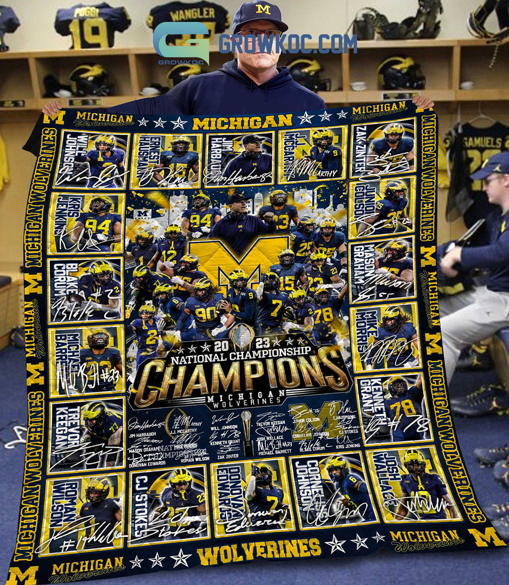 Michigan Wolverines NCAA National Champions 2023 Go Blue Fleece Blanket Quilt