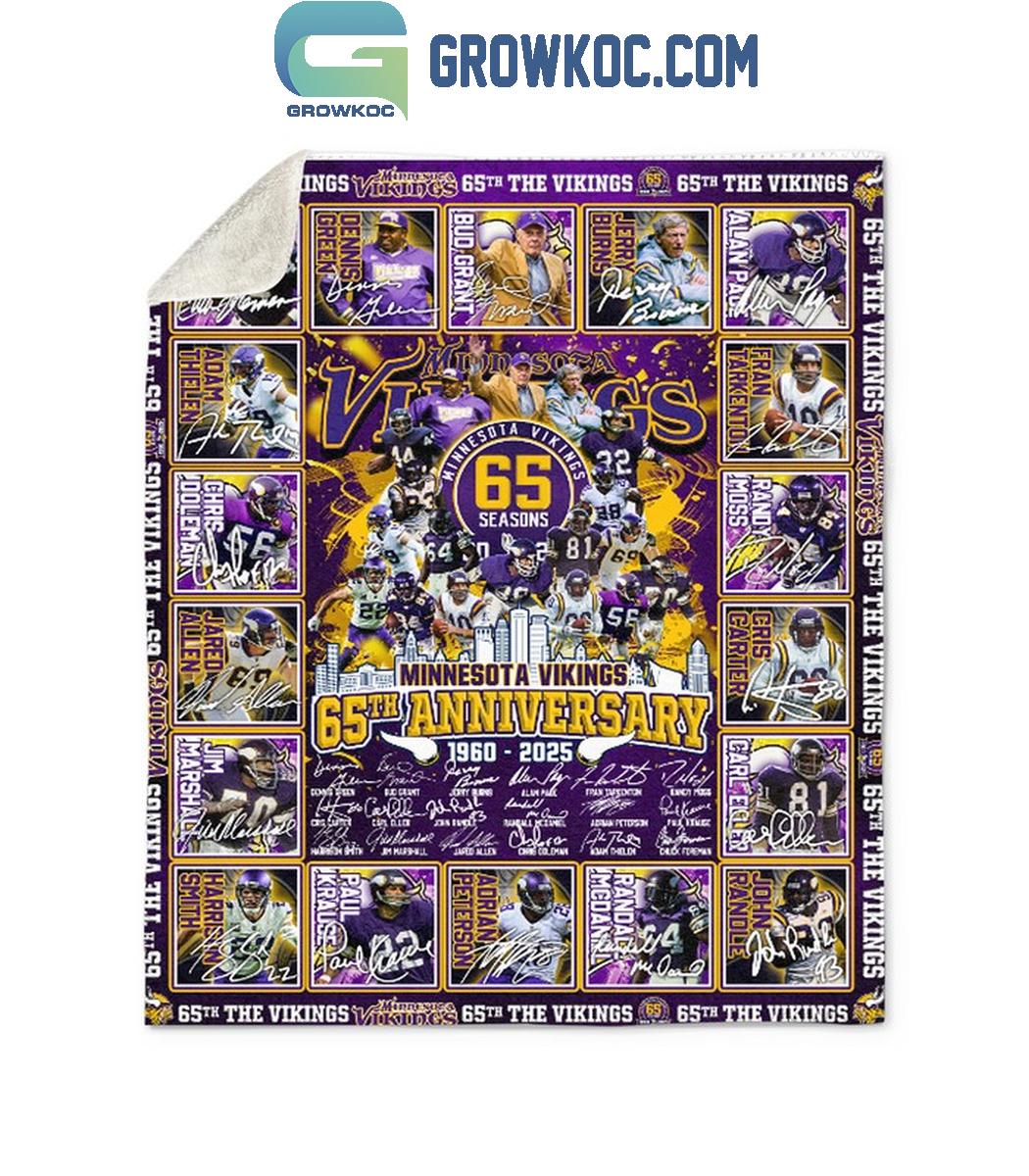 Minnesota Vikings 65 Seasons 65th Anniversary 1960-2025 Fleece Blanket Quilt