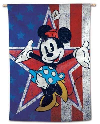 Minnie Mouse House Flag Disney Americana Patriotic Banner