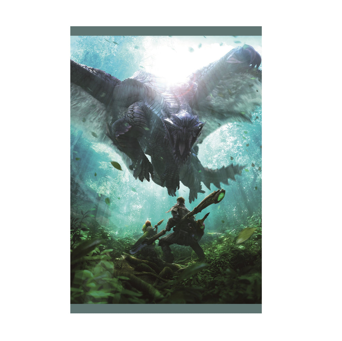 Monster Hunter 4 Ultimate Poster ‚Äî Hunter and Felyne vs Gore Magala | Capcom Gaming Wall Art