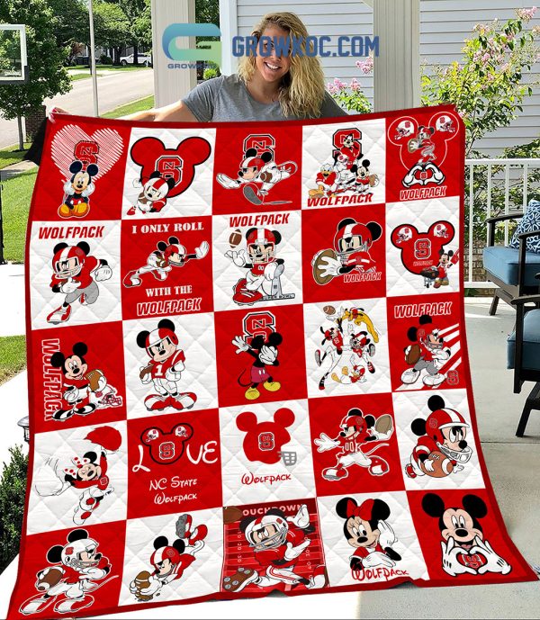 NC State Wolfpack NCAA Mickey Disney Fleece Blanket Quilt