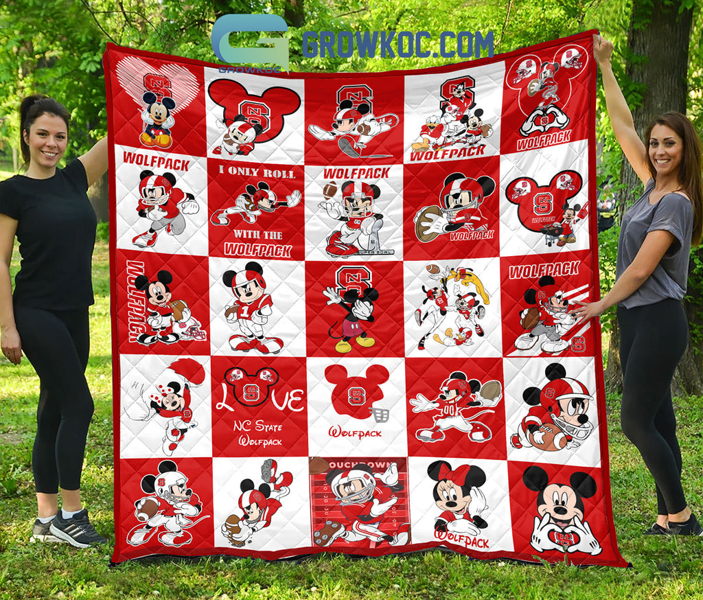 NC State Wolfpack NCAA Mickey Disney Fleece Blanket Quilt