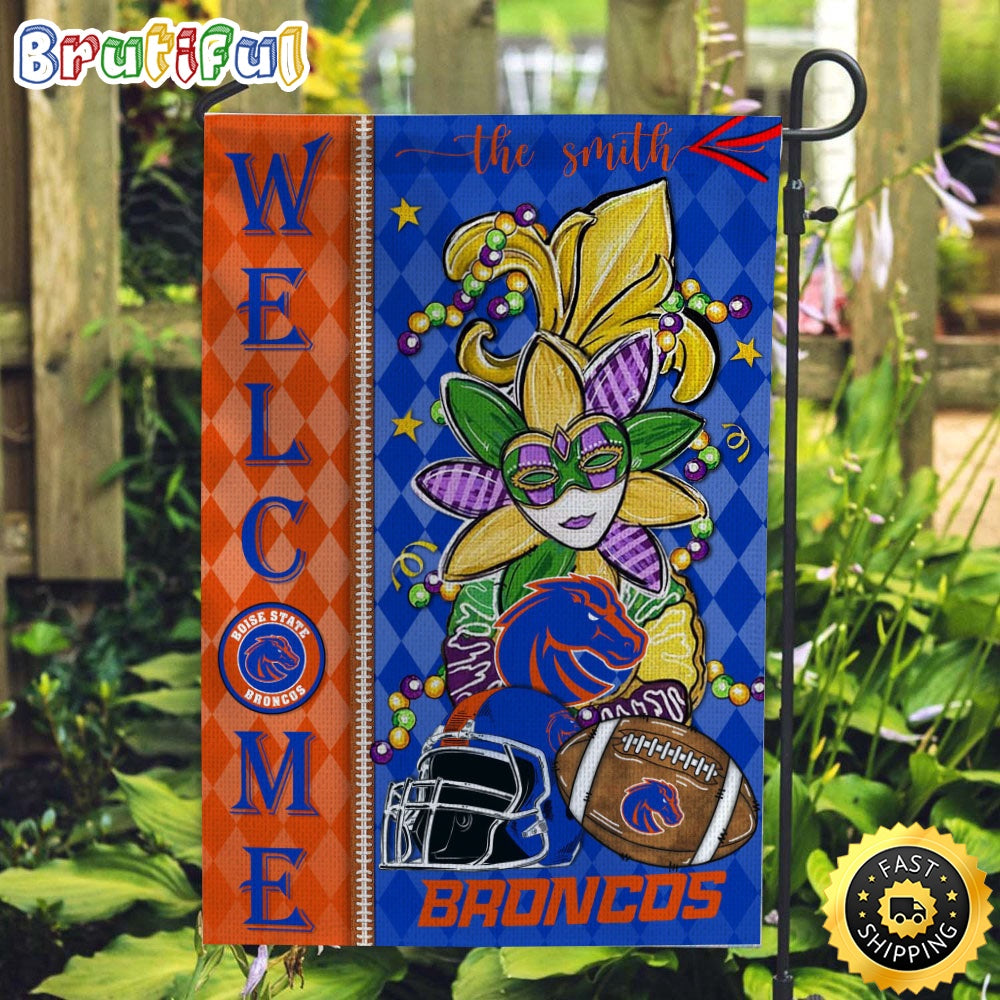 NCAA Boise State Broncos Football Flag Mardi Gras Welcome Garden Flag