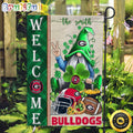 NCAA Georgia Bulldogs Garden Flag St Patricks Day Gnome Shamrock Welcome Garden Flag