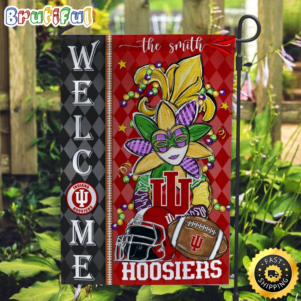 NCAA Indiana Hoosiers Football Flag Mardi Gras Welcome Garden Flag