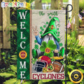 NCAA Iowa State Cyclones Garden Flag St Patricks Day Gnome Shamrock Welcome Garden Flag
