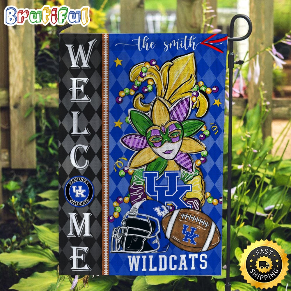 NCAA Kentucky Wildcats Football Flag Mardi Gras Welcome Garden Flag