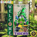 NCAA LSU Tigers Garden Flag St Patricks Day Gnome Shamrock Welcome Garden Flag