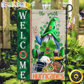 NCAA Miami Hurricanes Garden Flag St Patricks Day Gnome Shamrock Welcome Garden Flag