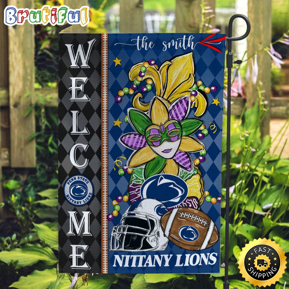 NCAA Penn State Nittany Lions Football Flag Mardi Gras Welcome Garden Flag