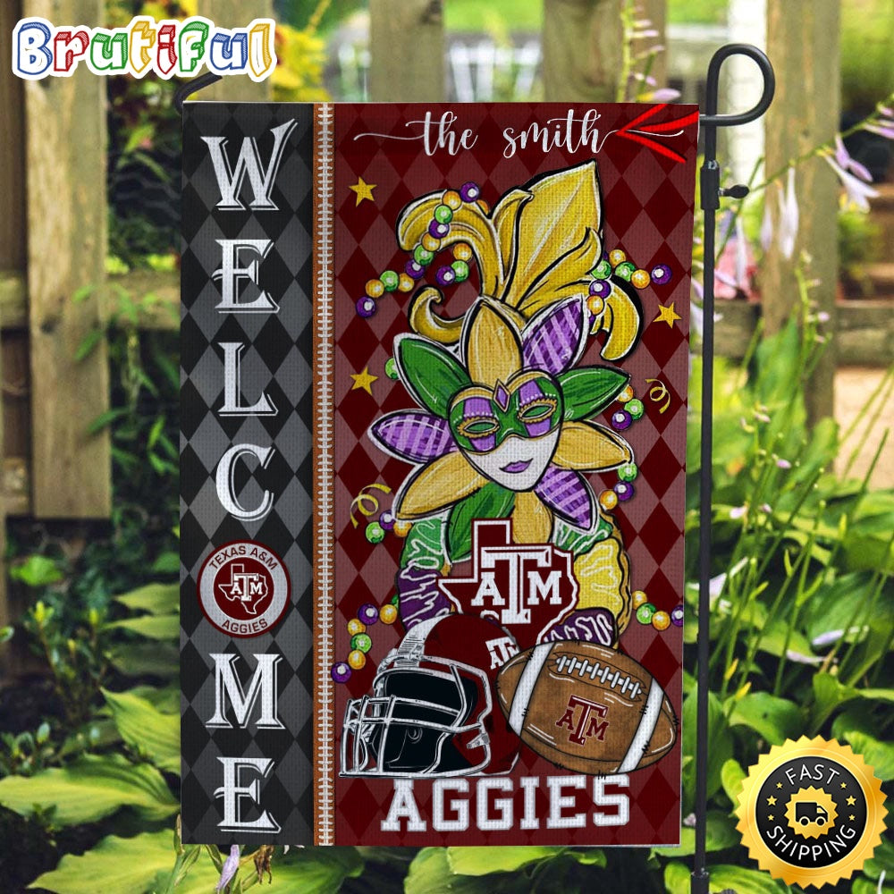 NCAA Texas A&M Aggies Football Flag Mardi Gras Welcome Garden Flag