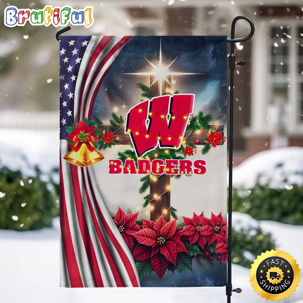 NCAA Wisconsin Badgers Garden Flags Jesus Christ Christmas Ncaa Garden Flags