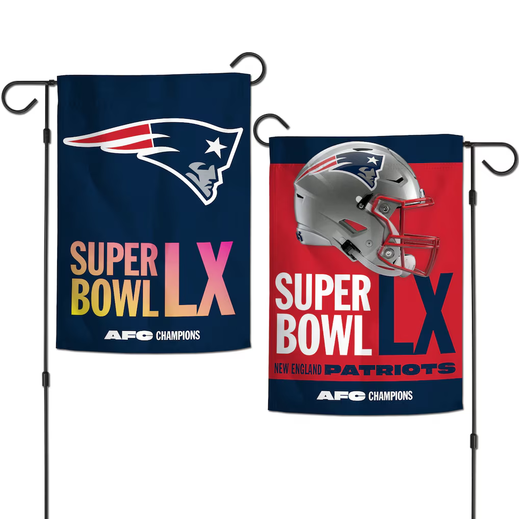 NEW ENGLAND PATRIOTS 2025 AFC CONFERENCE CHAMPIONS 2-SIDED 12.5" X 18" GARDEN FLAG