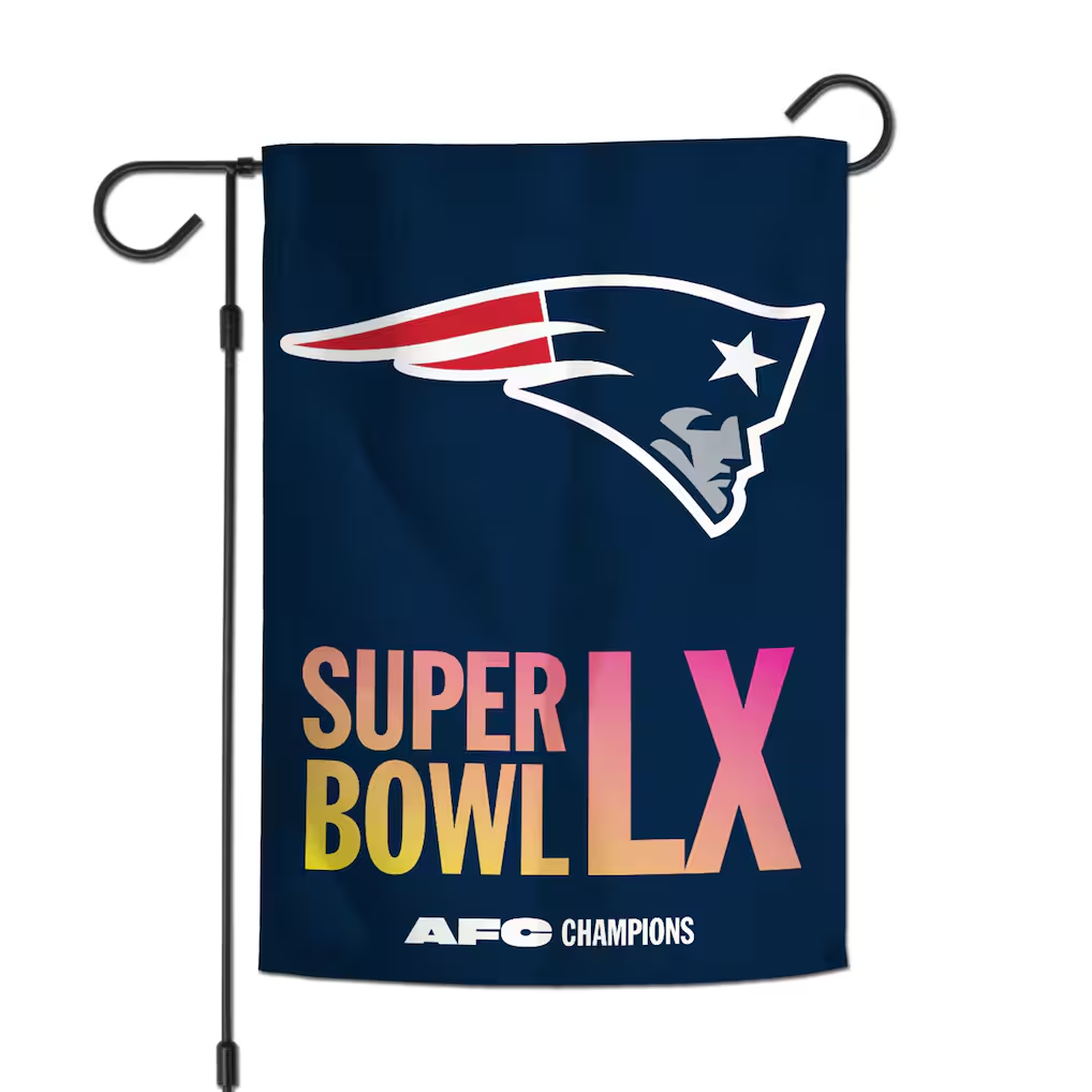 NEW ENGLAND PATRIOTS 2025 AFC CONFERENCE CHAMPIONS 2-SIDED 12.5" X 18" GARDEN FLAG