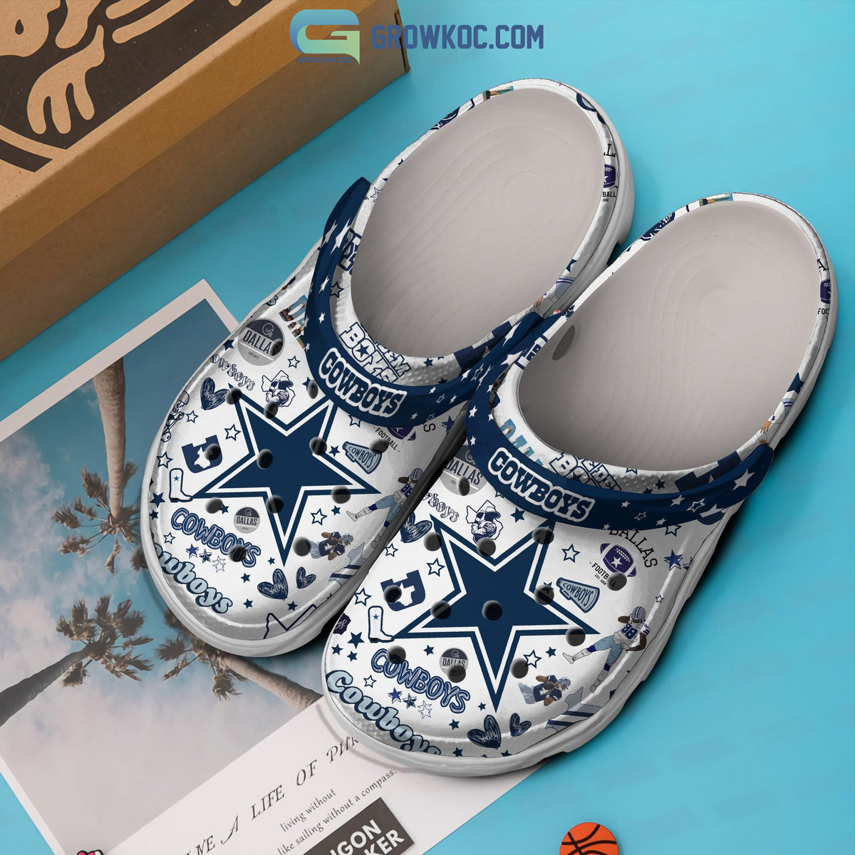 NFL Dallas Cowboys White Blue Design Crocs