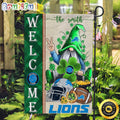 NFL Detroit Lions Garden Flag St Patricks Day Gnome Shamrock Welcome Garden Flag