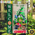 NFL Kansas City Chiefs Garden Flag St Patricks Day Gnome Shamrock Welcome Garden Flag