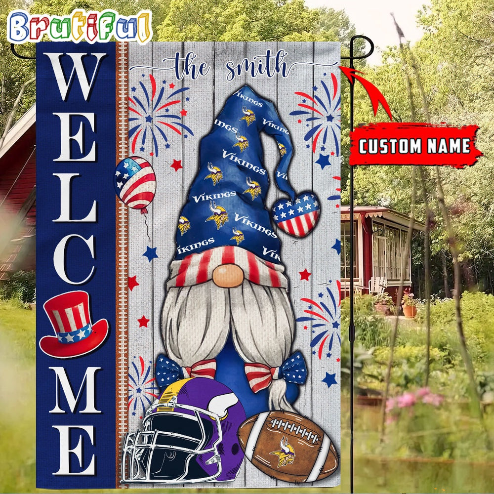 NFL Minnesota Vikings America 4th Of July Independence Day Flag, Football Gomes 4th Of July Garden Flag
