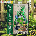 NFL New Orleans Saints Garden Flag St Patricks Day Gnome Shamrock Welcome Garden Flag