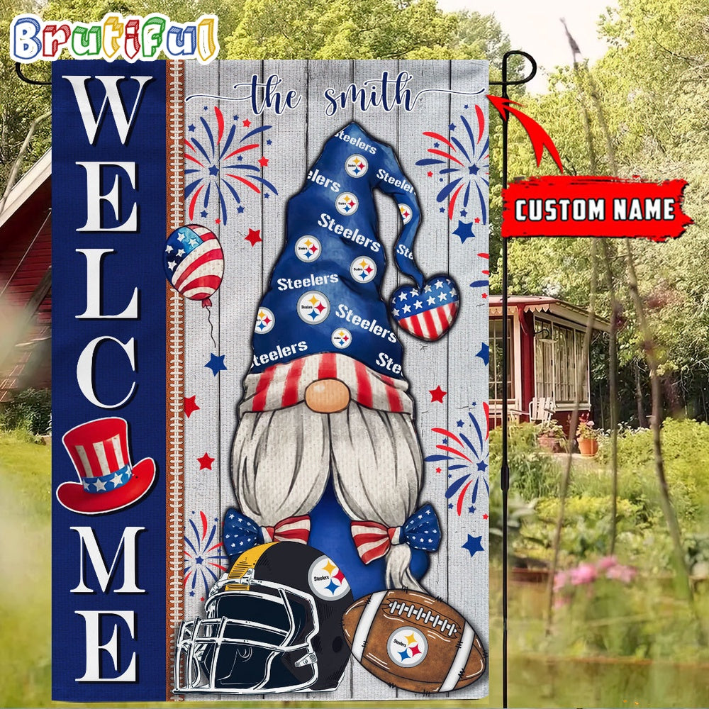 NFL Pittsburgh Steelers America 4th Of July Independence Day Flag, Football Gomes 4th Of July Garden Flag