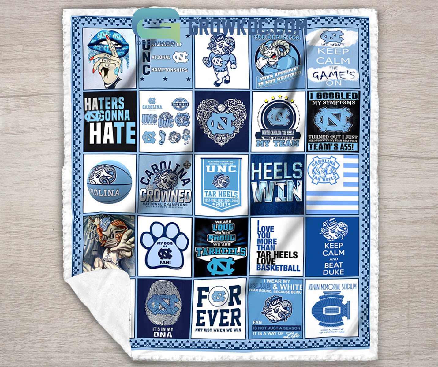 NORTH CAROLINA TAR HEELS NCAA Collection Design Fleece Blanket Quilt