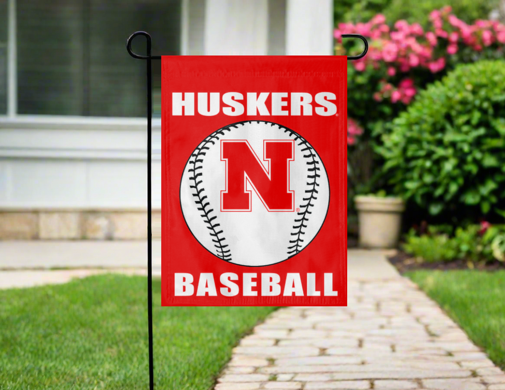 13x18 Nebraska Baseball Double Sided Garden Flag