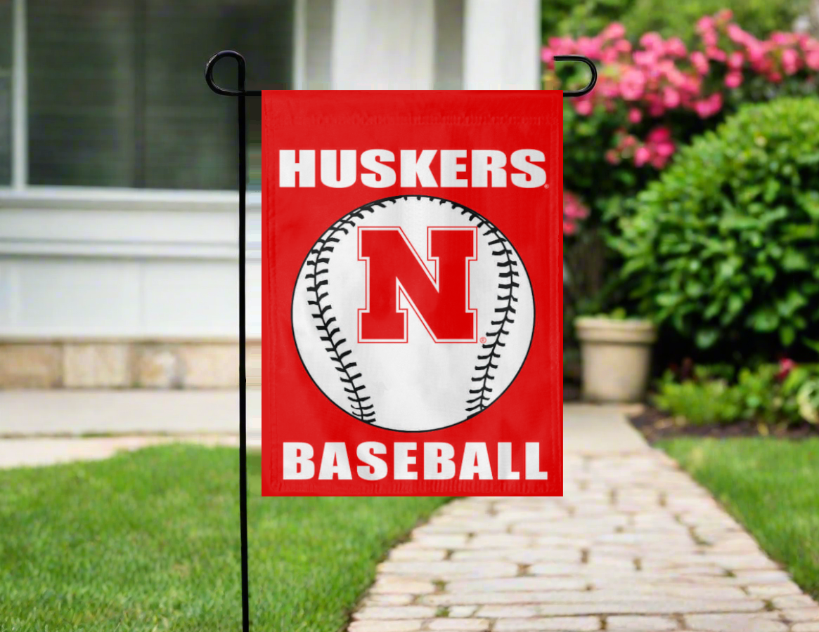 13x18 Nebraska Baseball Double Sided Garden Flag