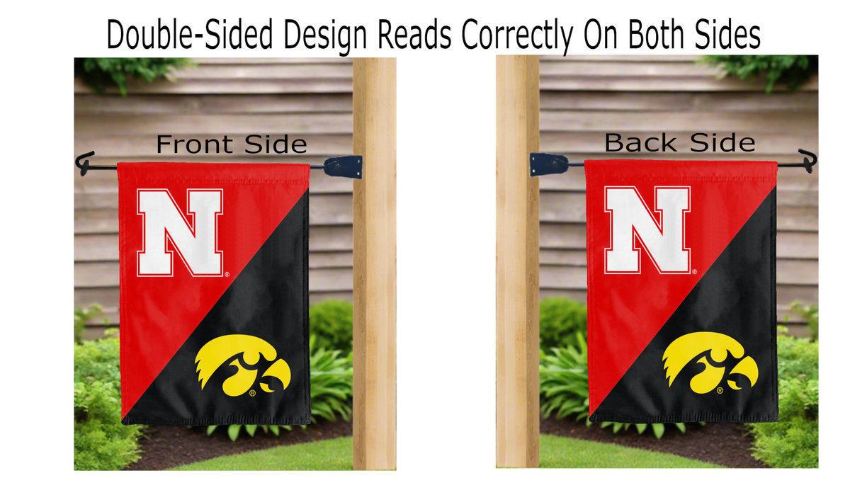 University of Nebraska-Lincoln - University of Iowa House Divided Garden Flag