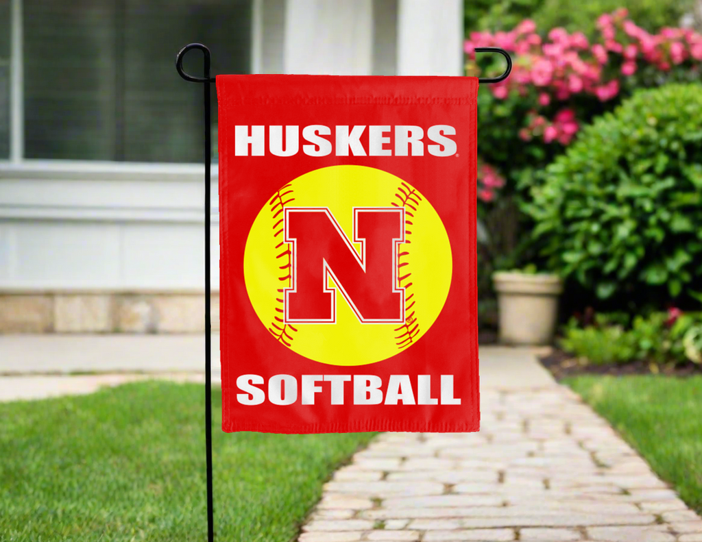 Nebraska Softball Double Sided Garden Flag