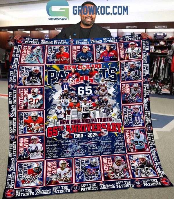 New England Patriots 65 Seasons 65th Anniversary 1960-2025 Fleece Blanket Quilt