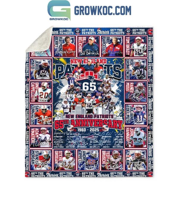New England Patriots 65 Seasons 65th Anniversary 1960-2025 Fleece Blanket Quilt