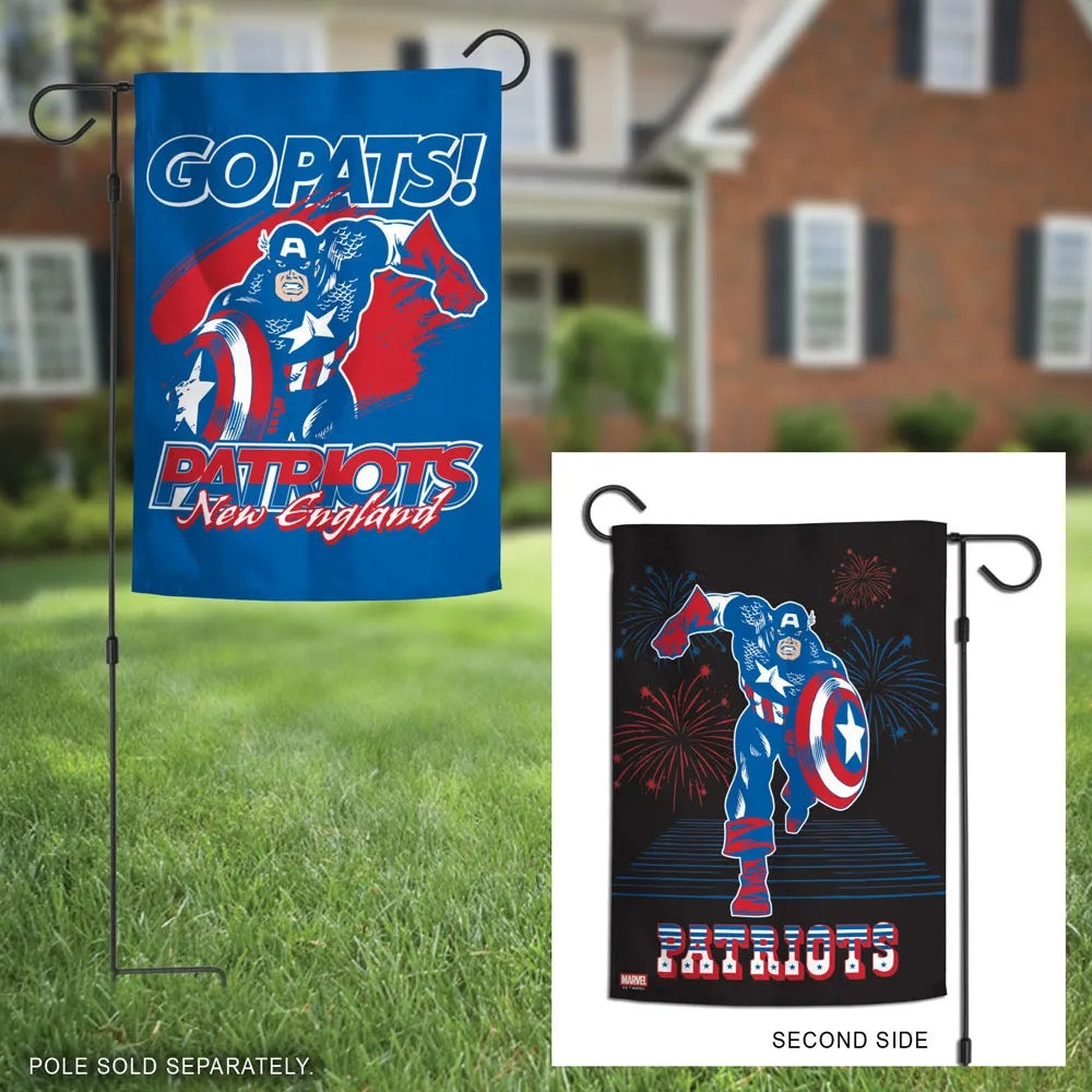 New England Patriots Captain America Double-Sided Garden Flag 12.5 x 18 Inches