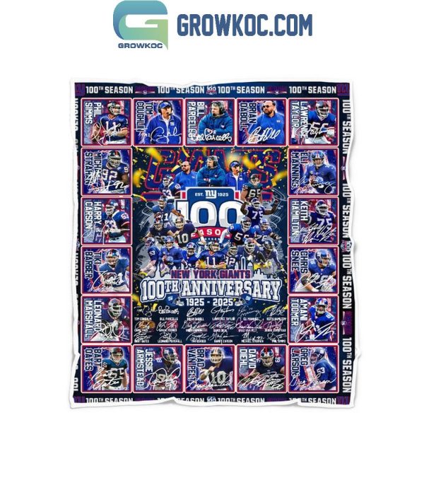 New York Giants 100th Anniversary 1925 2025 Fleece Blanket Quilt