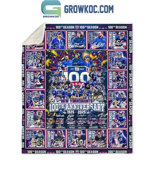 New York Giants 100th Anniversary 1925 2025 Fleece Blanket Quilt