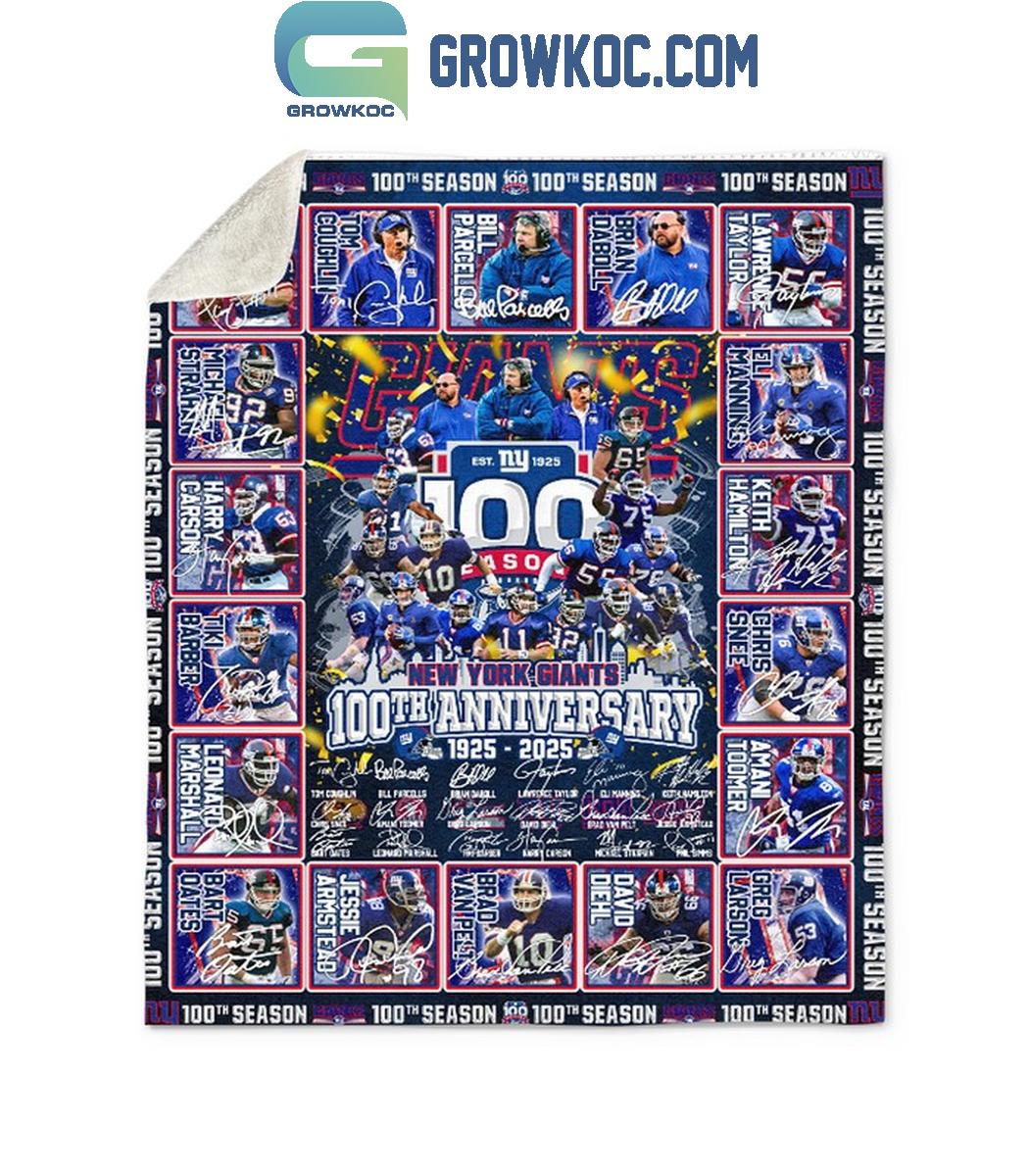 New York Giants 100th Anniversary 1925 2025 Fleece Blanket Quilt