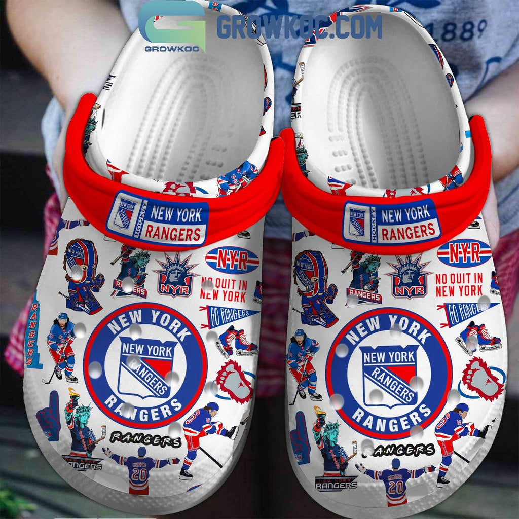 New York Rangers No Quit In New York Crocs Clogs White Design