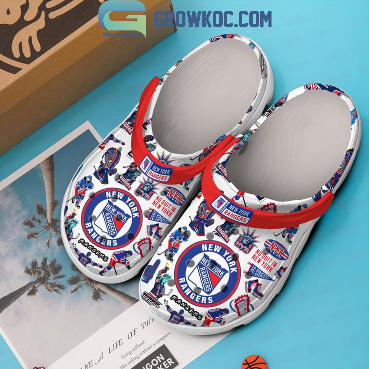 New York Rangers No Quit In New York Crocs Clogs White Design
