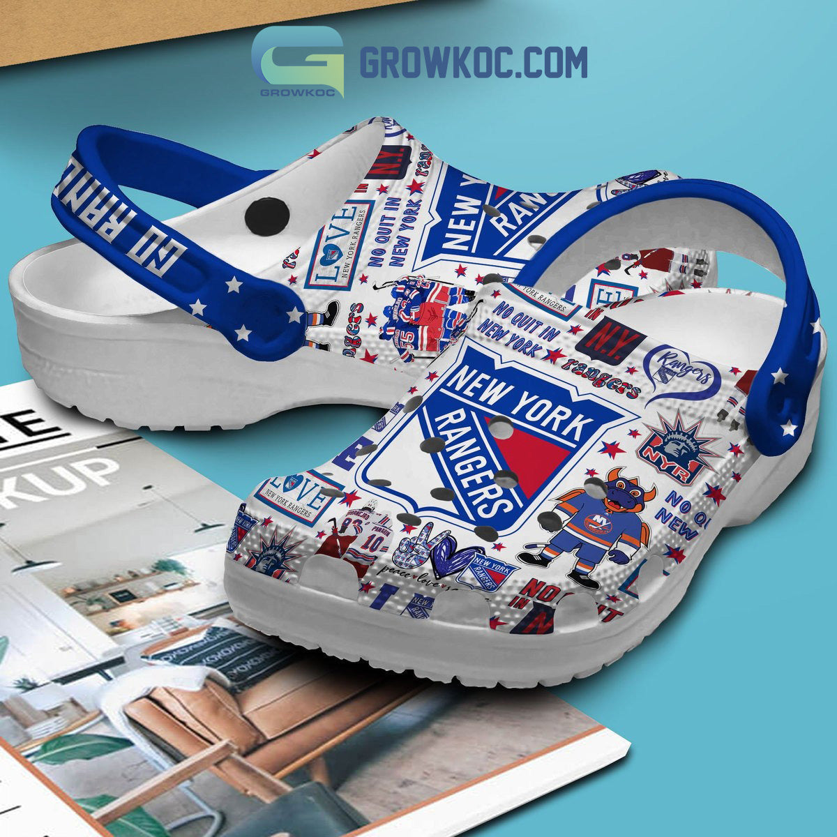 New York Rangers Peace Love Rangers Clogs Crocs