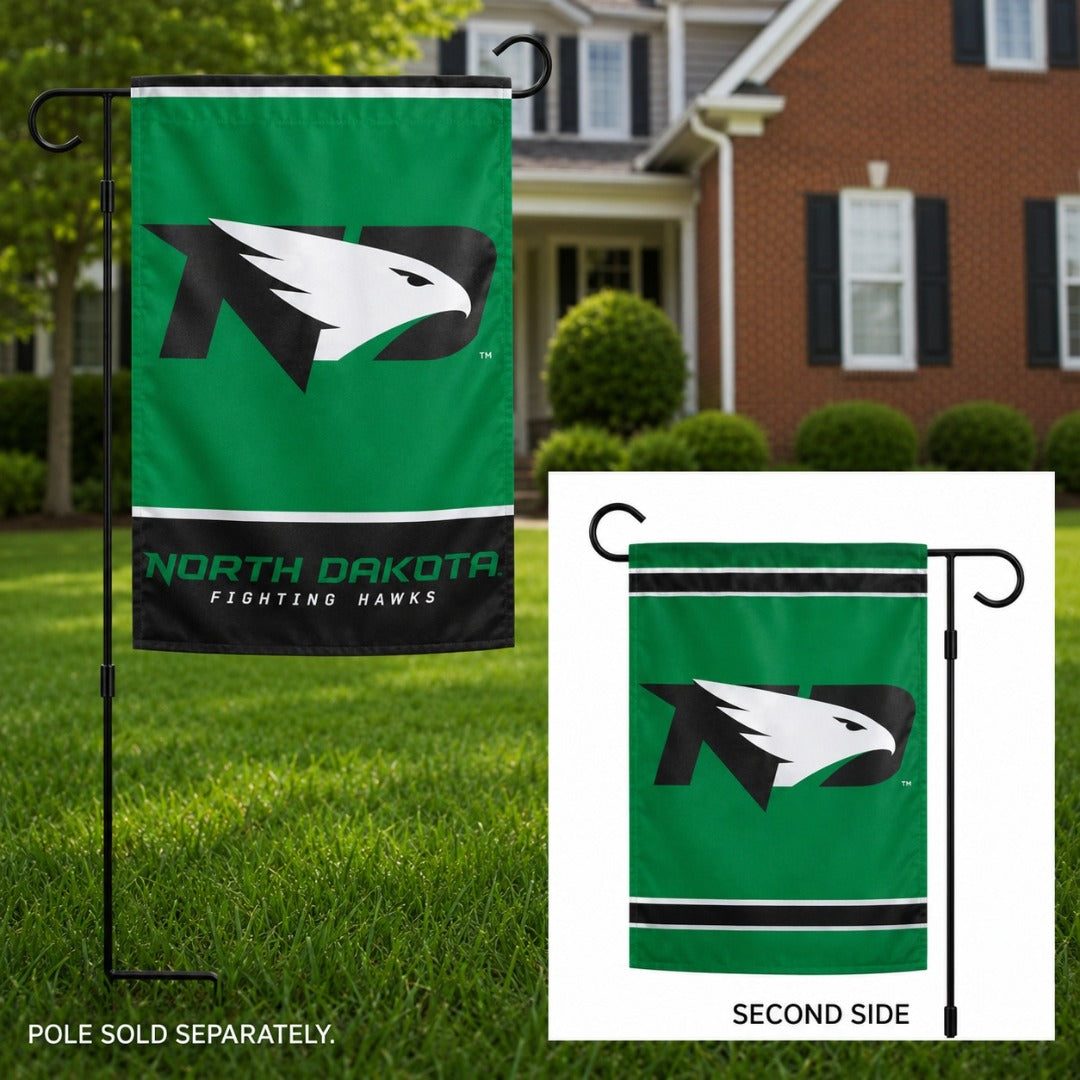 North Dakota Fighting Hawks 2 Sided Garden Flag
