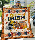Notre Dame Fighting Irish NCAA Football Welcome Fall Pumpkin Halloween Fleece Blanket Quilt