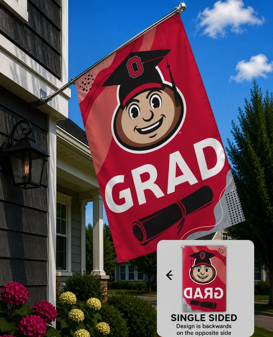 Ohio State Banner Buckeyes Graduate House Flag