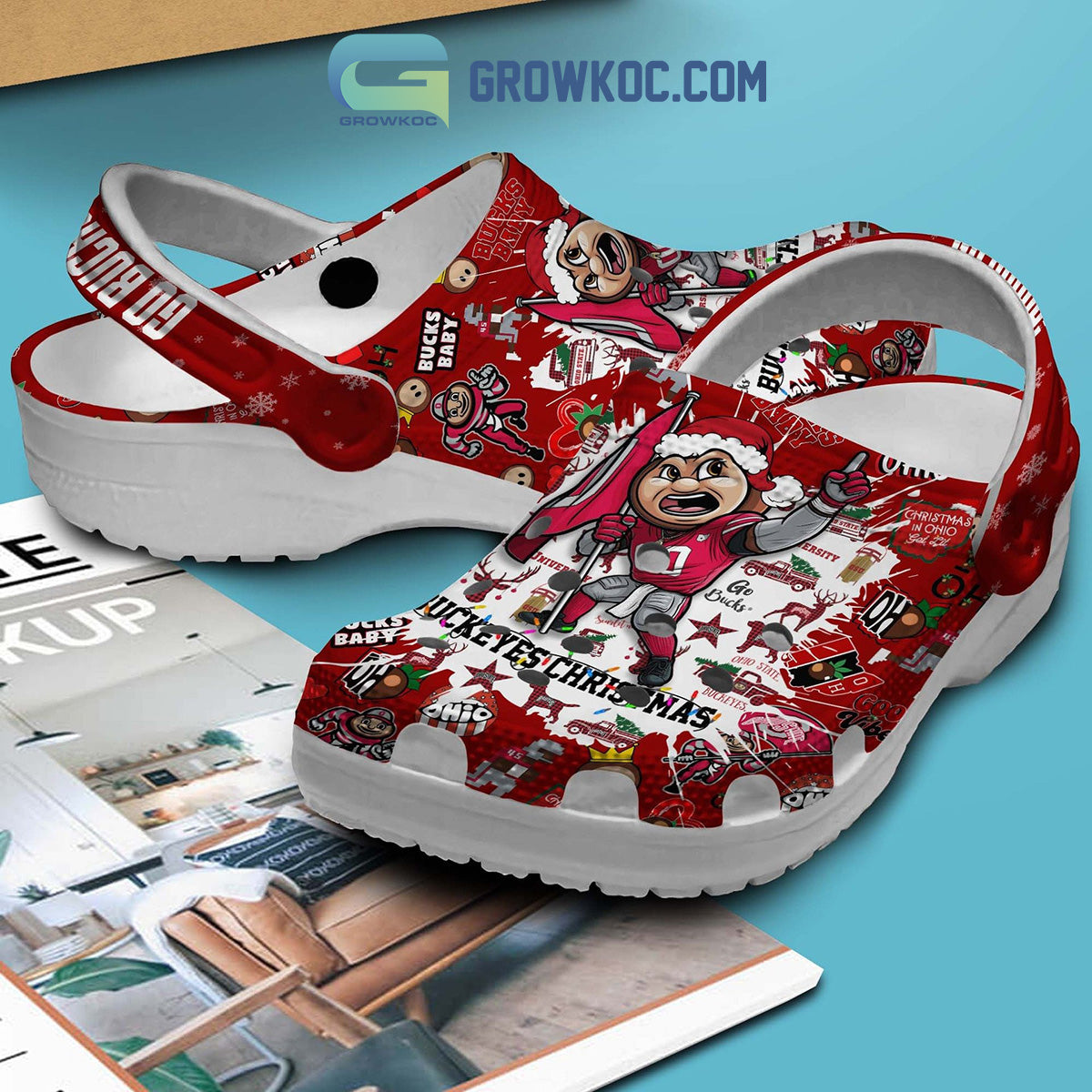 Ohio State Buckeyes Go Bucks Buckeyes Christmas Bucks Baby Good Vibe Christmas Crocs Clogs