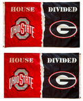 Ohio State and Georgia House Divided 2 Sided 3x5 Flag