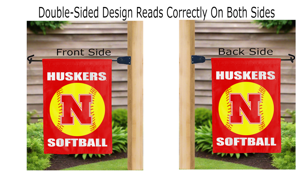 Nebraska Softball Double Sided Garden Flag