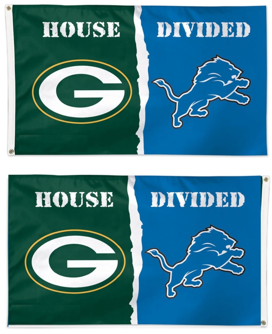 Packers vs Lions Flag 3x5 House Divided 2 Sided Rivalry